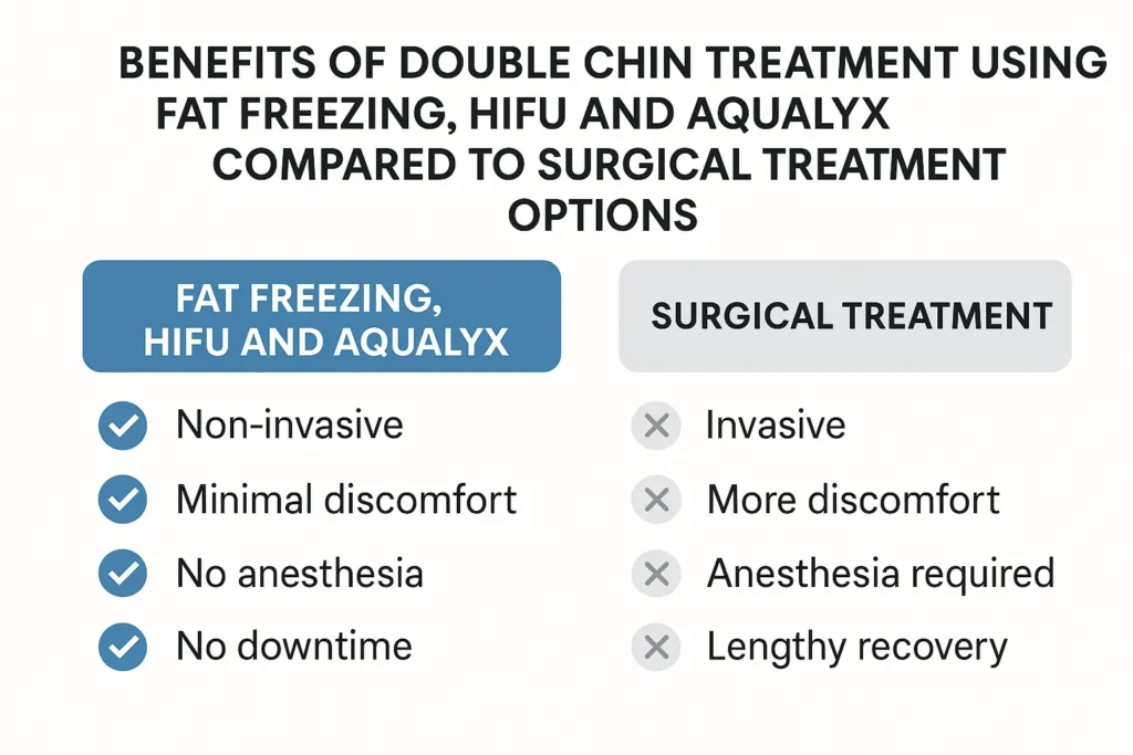 Graphic about the benefits of double chin treatment Farthingstone - from LA LIPO