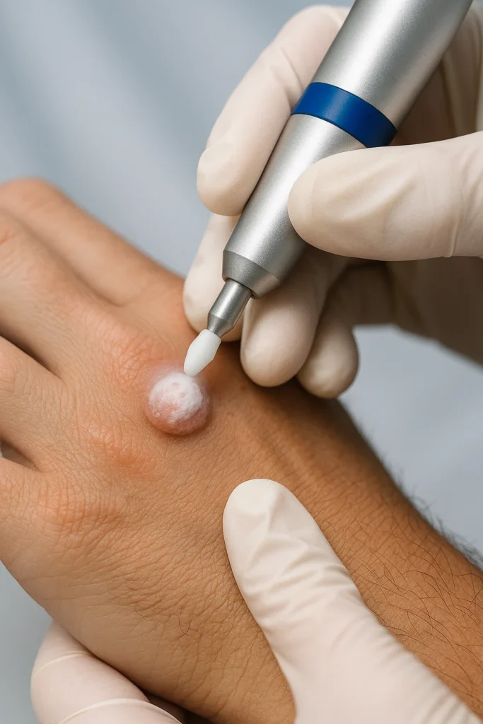 example of wart removal Farthingstone using cryopen